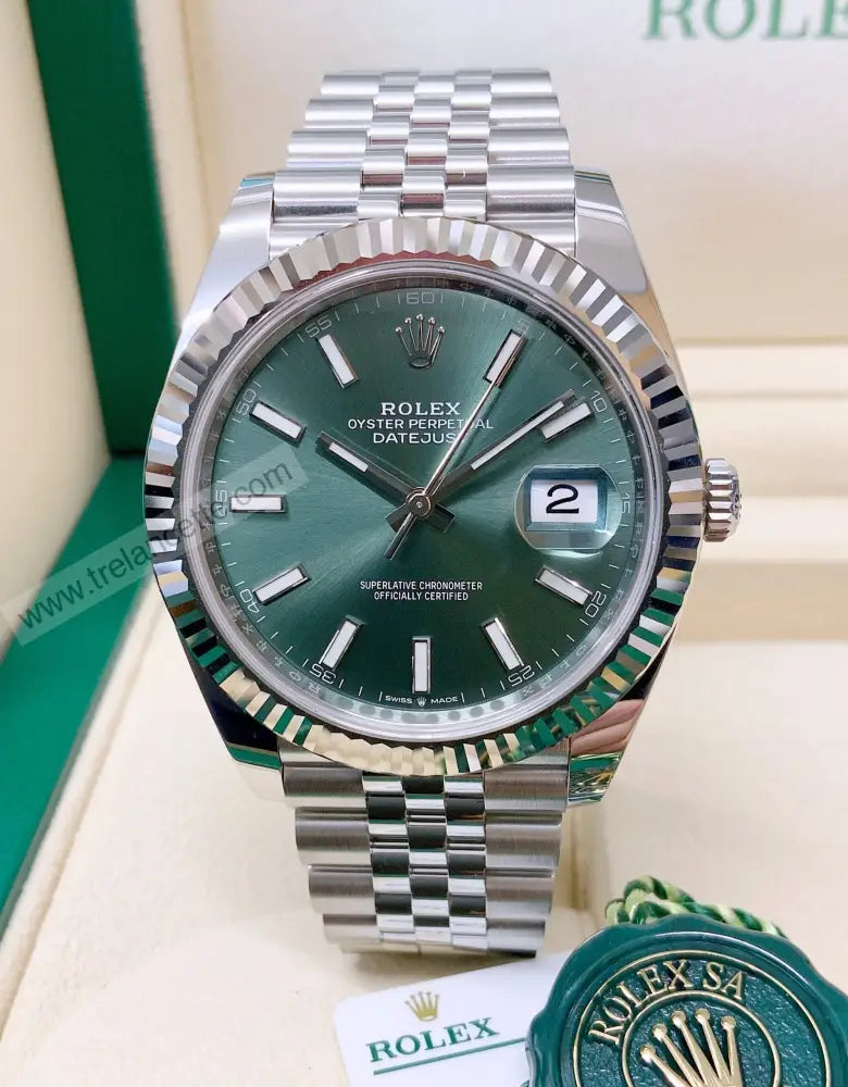 Datejust 41Mm Jubile Mint Green Orologi Da Polso
