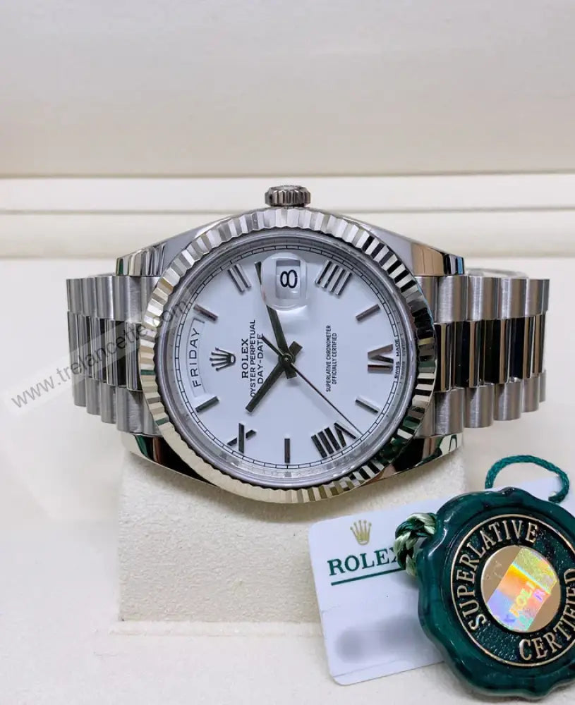 Day Date 40Mm Bianco Orologi Da Polso