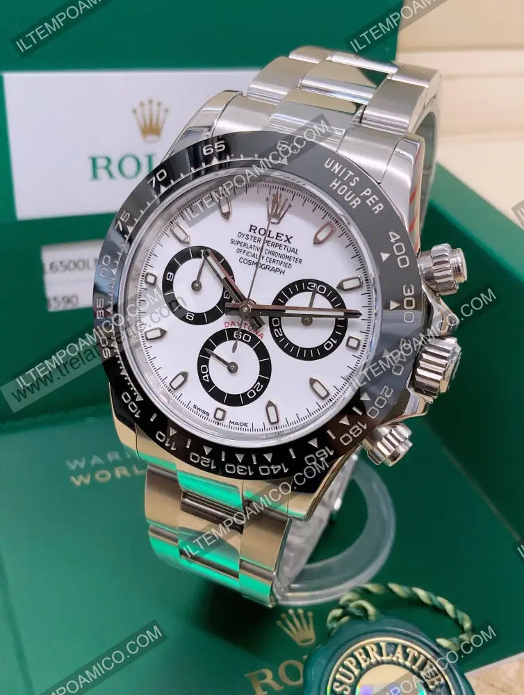 Daytona Crono Acciaio Ceramica Bianco Orologi Da Polso