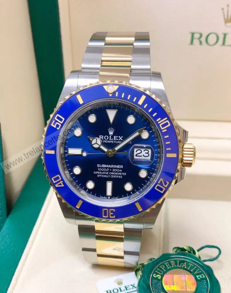 Submariner Acciaio E Oro Blu 41Mm Orologi Da Polso