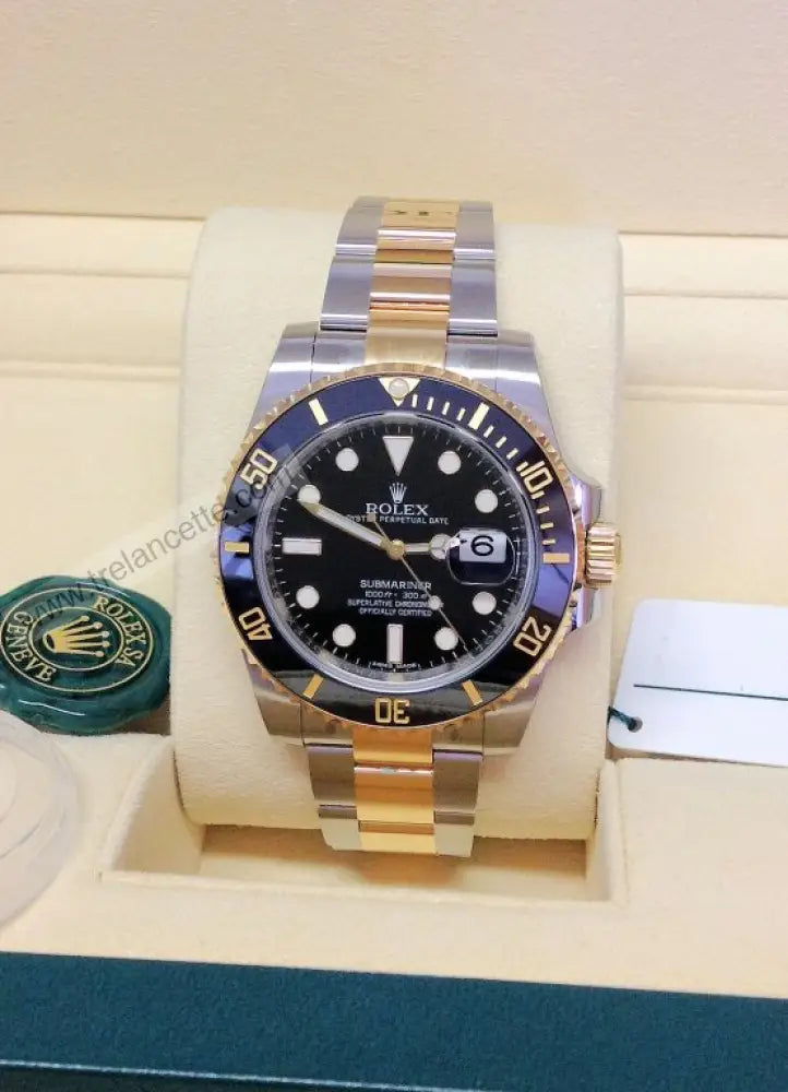 Submariner Acciaio E Oro Nero 41Mm Orologi Da Polso