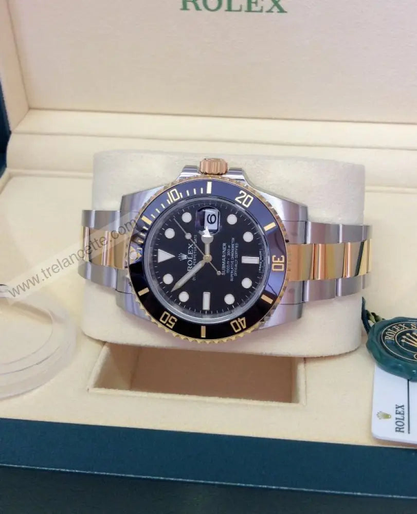 Submariner Acciaio E Oro Nero 41Mm Orologi Da Polso