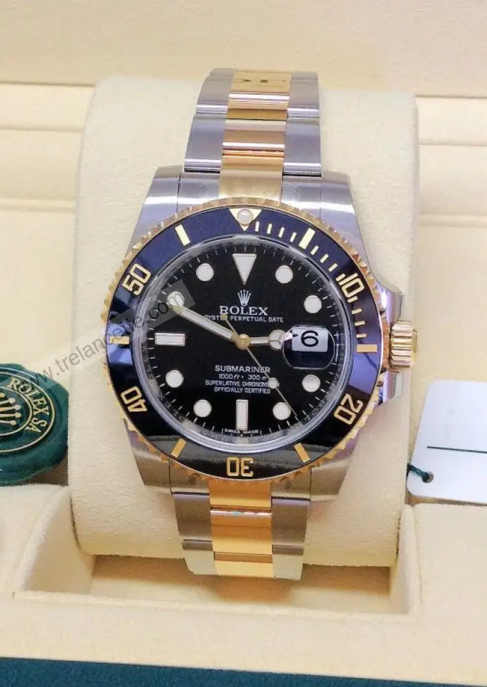 Submariner Acciaio E Oro Nero 41Mm Orologi Da Polso