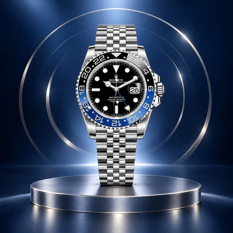 Replica Rolex GMT-Master II Batman con lunetta blu e nera e bracciale Jubilee