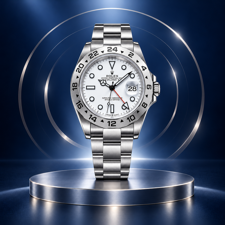 Replica Rolex Explorer II con quadrante bianco e bracciale Oyster