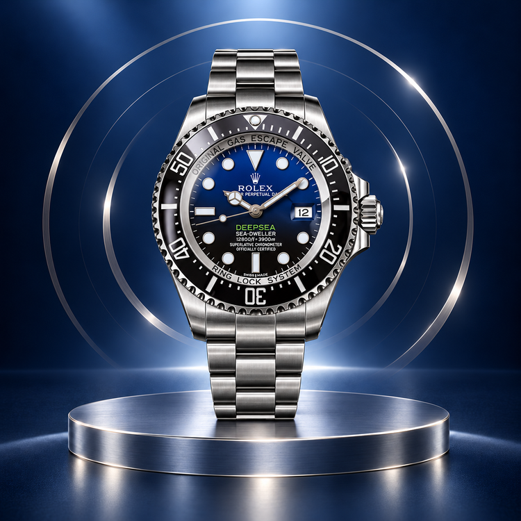 Replica Rolex Deepsea con quadrante blu e nero e lunetta nera