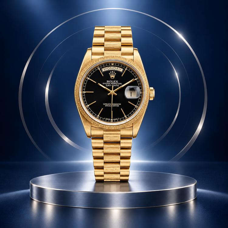 Replica Rolex Day-Date con quadrante nero e bracciale President