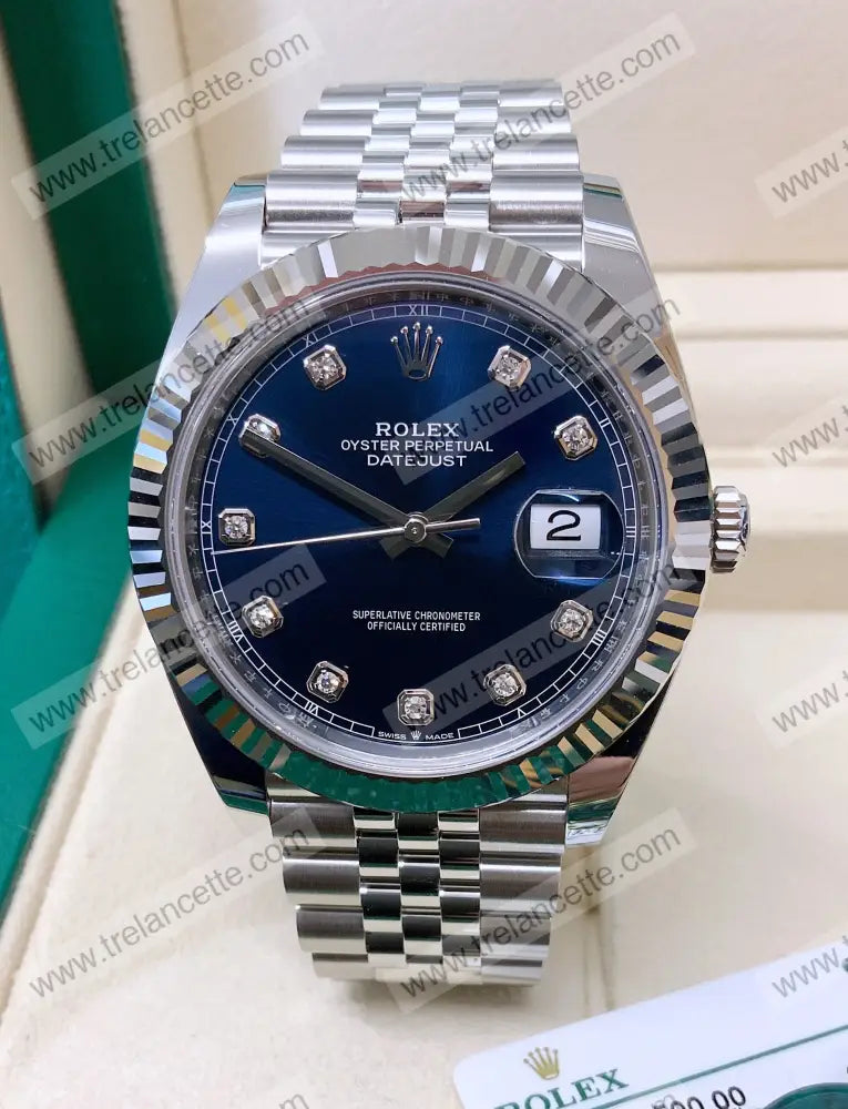 Datejust 36Mm Acciaio Blu Con Brillantini Orologi Da Polso