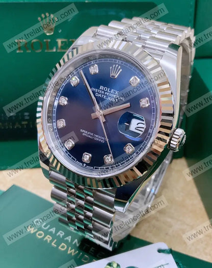 Datejust 36Mm Acciaio Blu Con Brillantini Orologi Da Polso