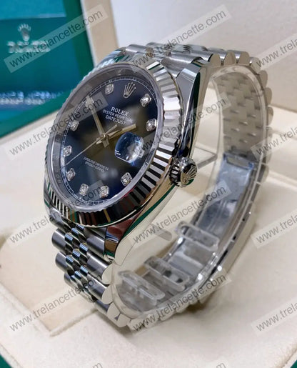 Datejust 36Mm Acciaio Blu Con Brillantini Orologi Da Polso