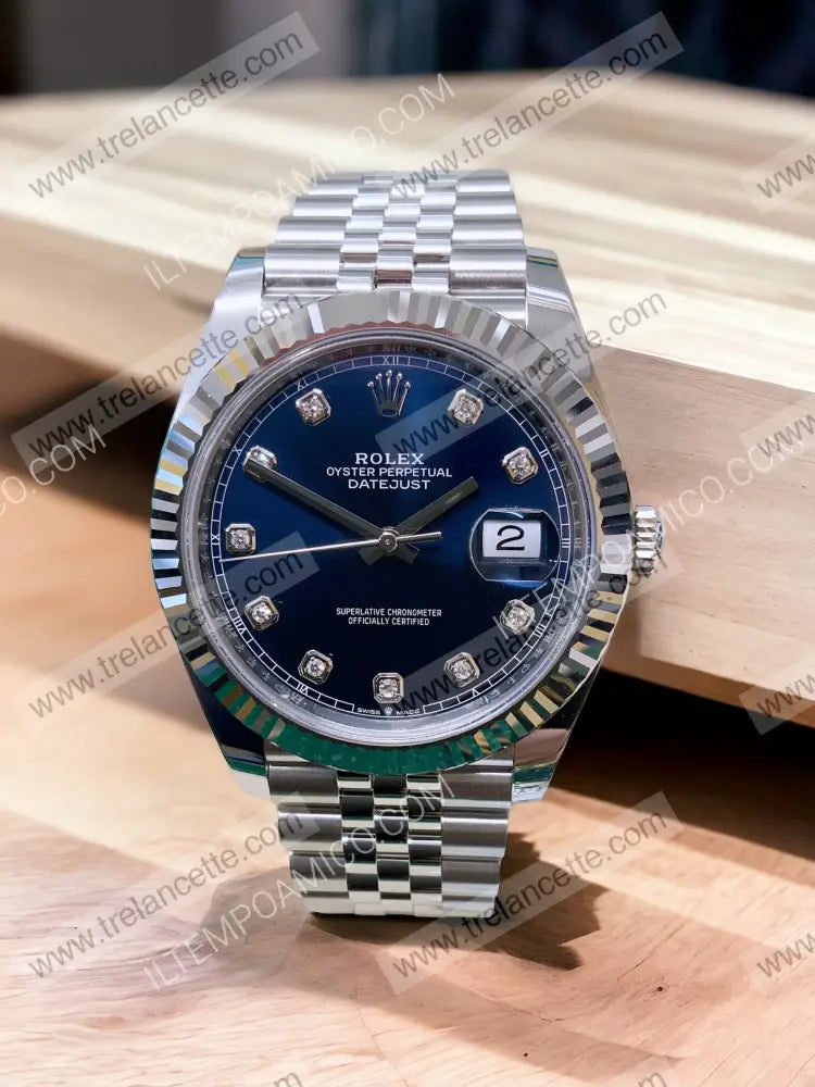 Datejust 36Mm Acciaio Blu Con Brillantini Orologi Da Polso