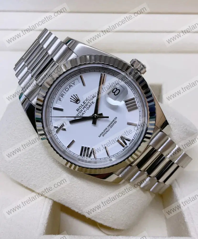 Day Date 40Mm Bianco Orologi Da Polso