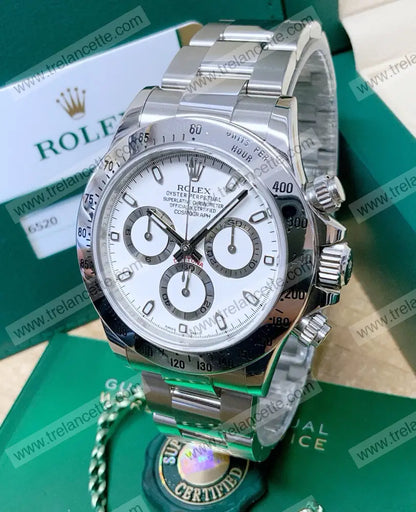 Daytona Acciaio Crono Classico Bianco Orologi Da Polso