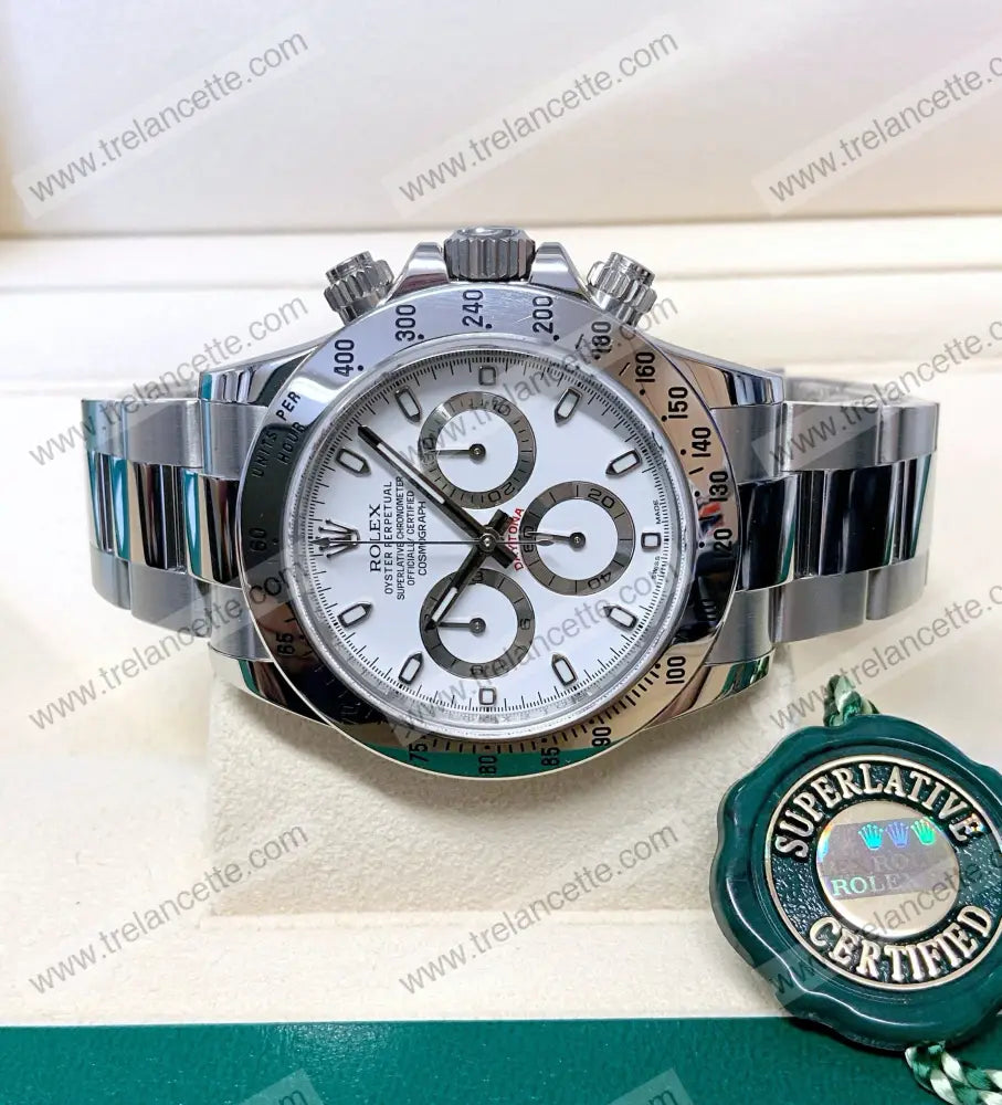 Daytona Acciaio Crono Classico Bianco Orologi Da Polso