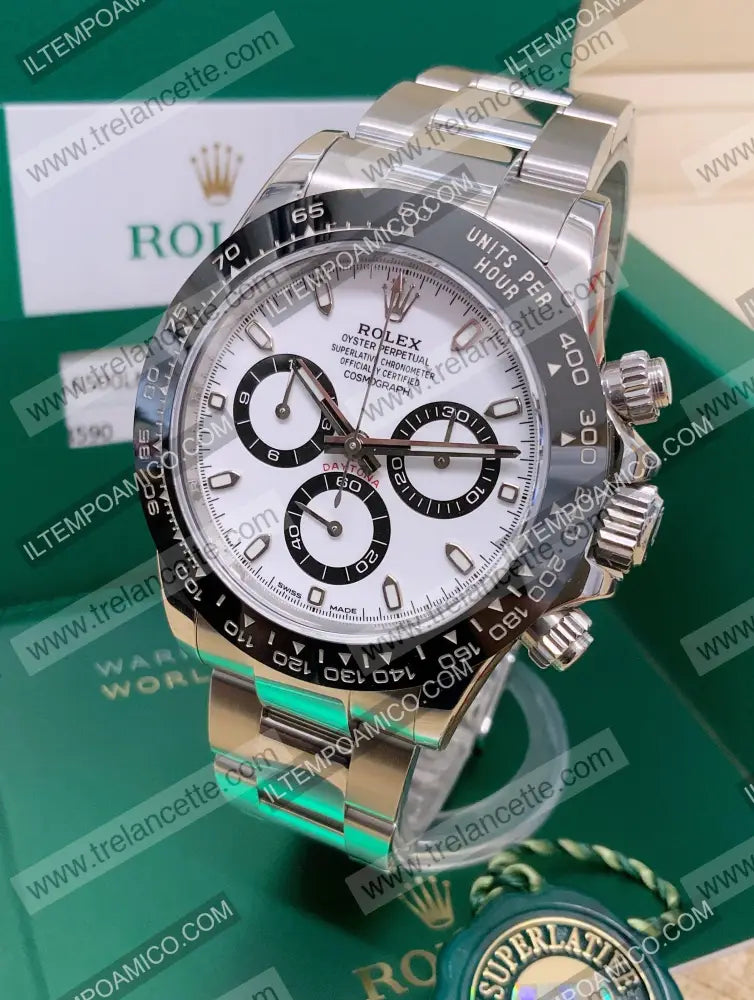 Daytona Crono Acciaio Ceramica Bianco Orologi Da Polso