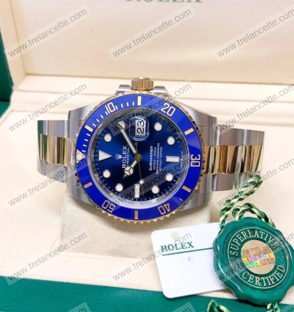 Submariner Acciaio E Oro Blu 41Mm Orologi Da Polso