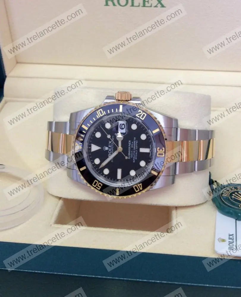 Submariner Acciaio E Oro Nero 41Mm Orologi Da Polso