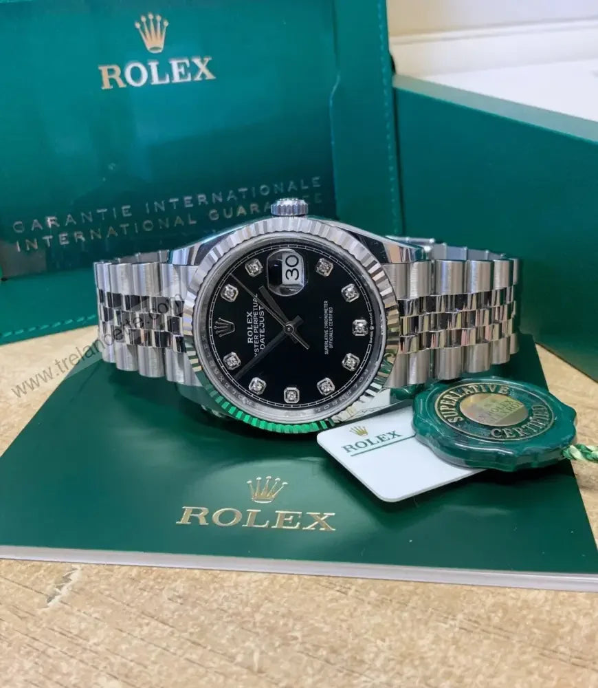 Repliche Rolex Datejust 36mm nero brillantini - Trelancette