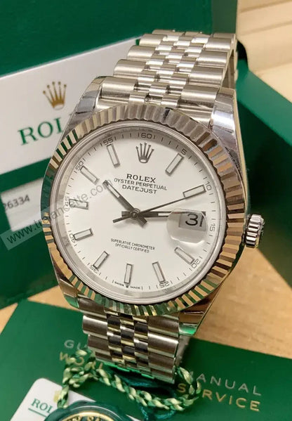 Repliche Rolex Datejust 41mm bianco jubilee - Trelancette