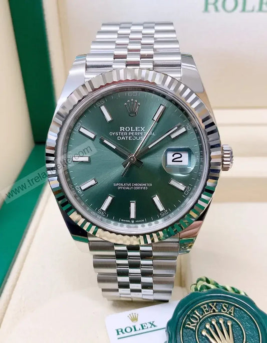 Repliche Rolex Datejust 41mm verde jubilee - Trelancette