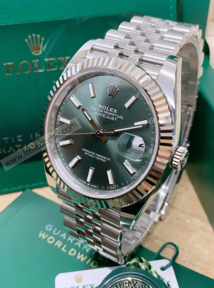 Repliche Rolex Datejust 41mm verde jubilee - Trelancette