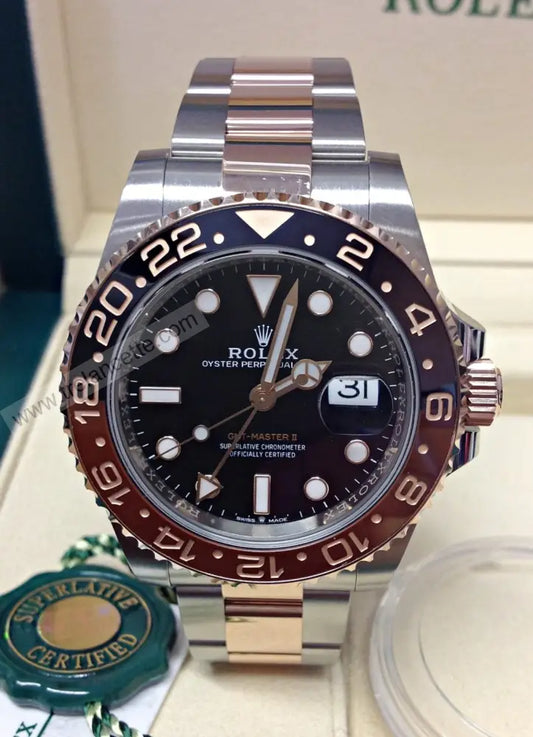 Repliche Rolex Gmt acciaio e oro rosa - Trelancette