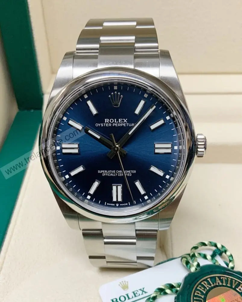 Repliche Rolex Perpetual 41mm blu - Trelancette