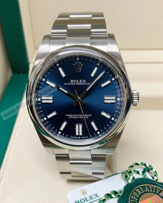 Repliche Rolex Perpetual 41mm blu - Trelancette