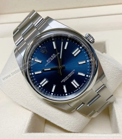 Repliche Rolex Perpetual 41mm blu - Trelancette