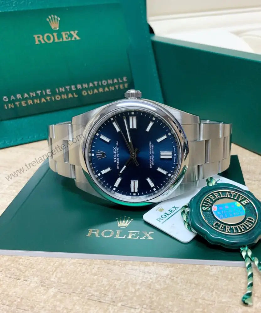 Repliche Rolex Perpetual 41mm blu - Trelancette