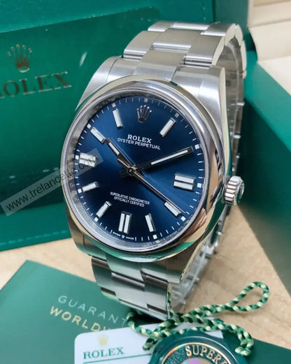Repliche Rolex Perpetual 41mm blu - Trelancette